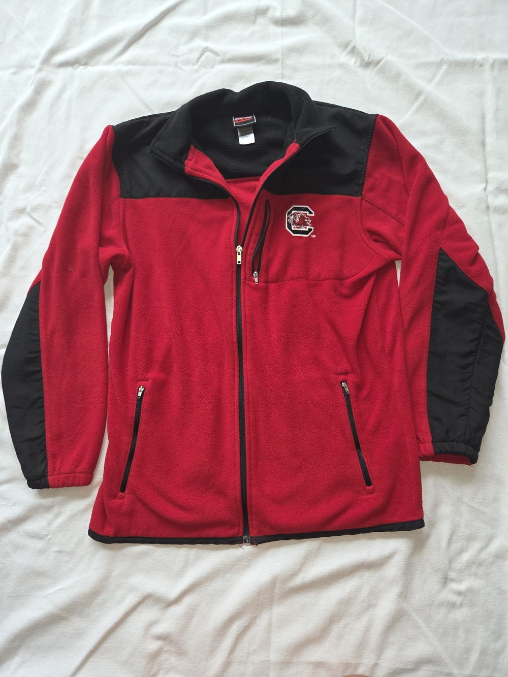 Red and Black Kids Fleece Jacket with Team Crest